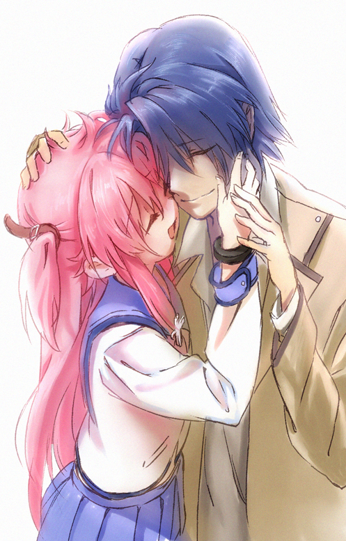 yui and hinata hideki (angel beats!) drawn by haku_(yadetihw)
