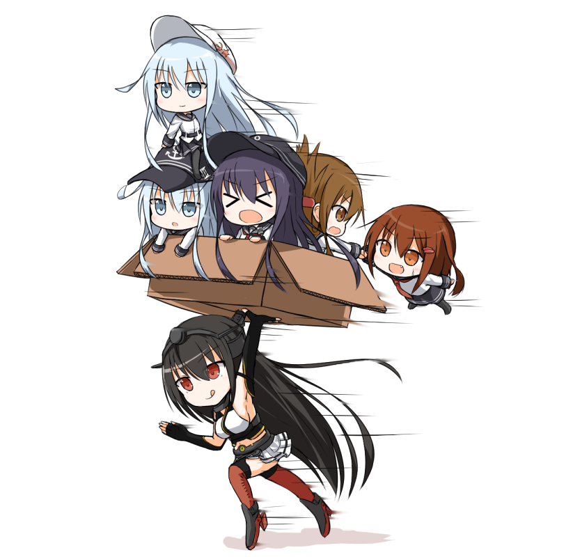 hibiki, inazuma, ikazuchi, akatsuki, nagato, and 2 more (kantai collection) drawn by yamato_tachibana