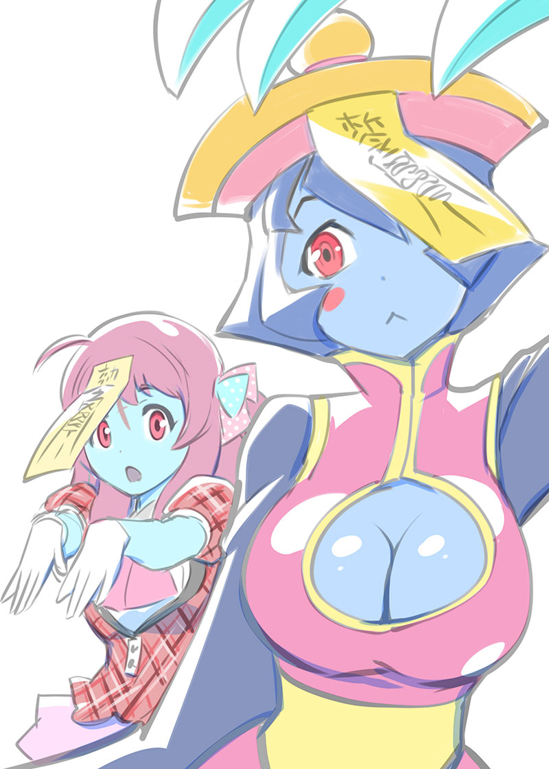 minamoto sakura and hsien-ko (darkstalkers and 1 more) drawn by ueyama_michirou