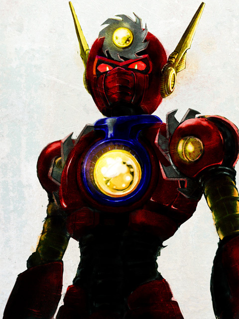metal man (mega man and 1 more) drawn by mootoru_(delete71)