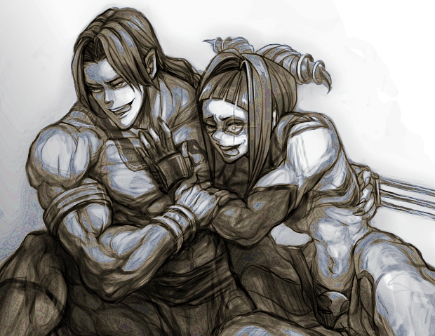 han juri and vega (street fighter and 1 more) drawn by gabriel_(dadaist)