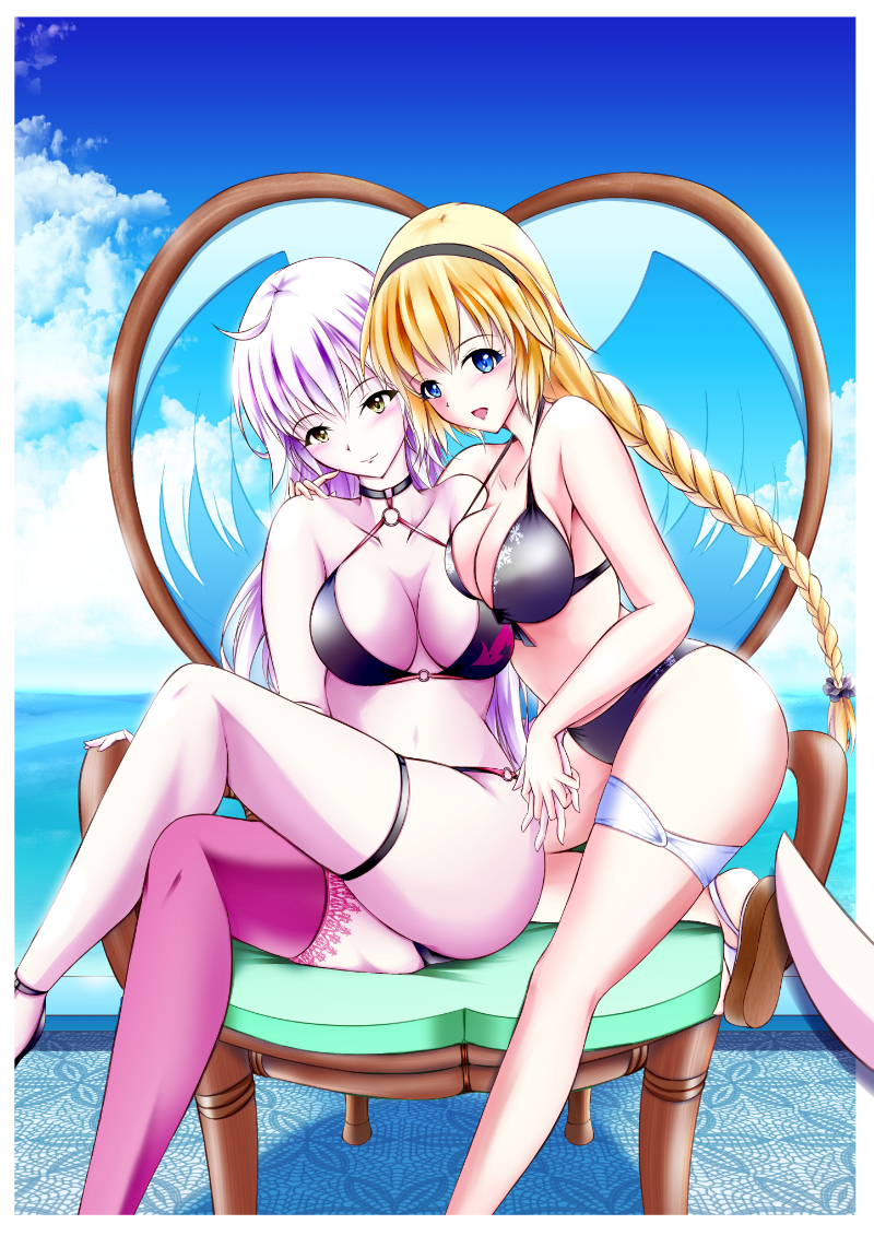 jeanne d'arc alter and jeanne d'arc (fate and 1 more) drawn by katakeya
