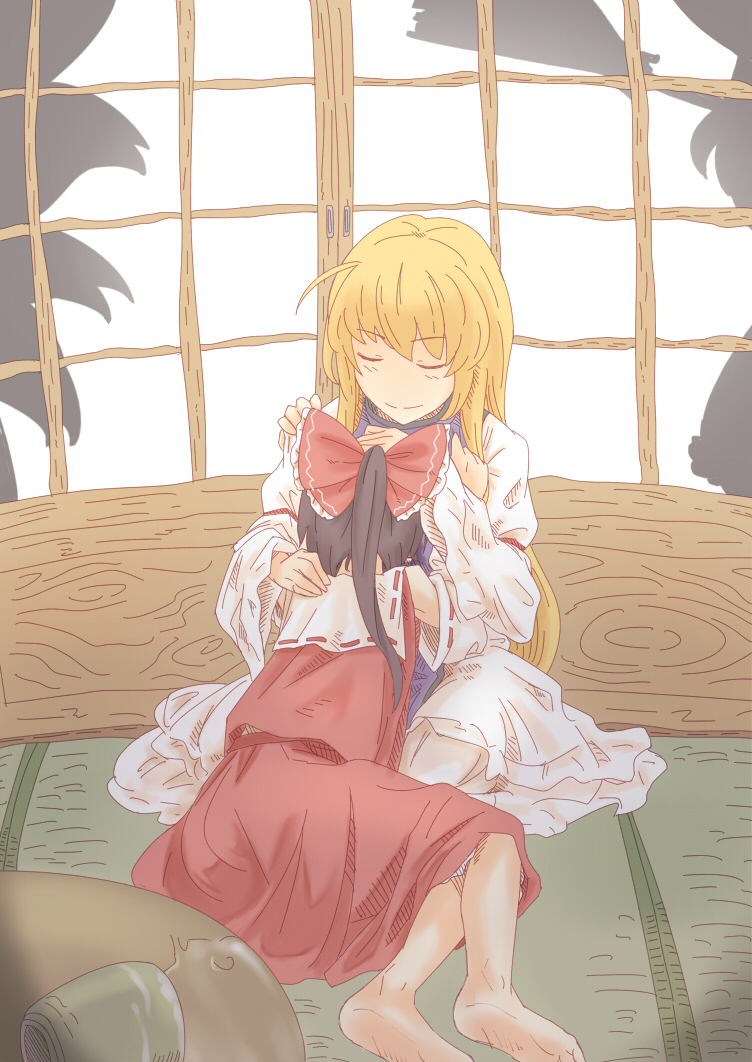 hakurei reimu, kirisame marisa, yakumo yukari, and yakumo ran (touhou) drawn by kouzilow