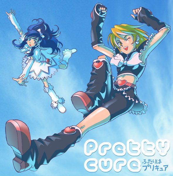 misumi nagisa, yukishiro honoka, cure black, and cure white (precure and 1 more) drawn by funbolt