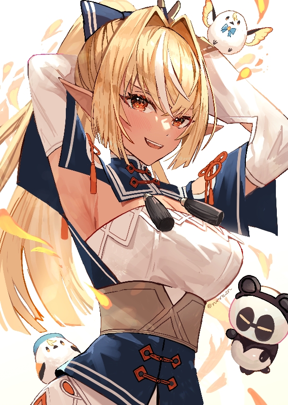 shiranui flare, kintsuba, and elfriend (hololive) drawn by rum_raisin_(chihiromakita19)