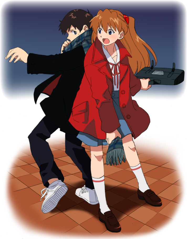 souryuu asuka langley and ikari shinji (neon genesis evangelion) drawn by ayanashi_kunio