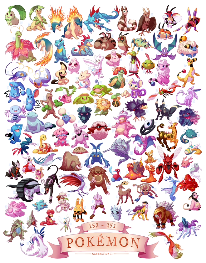 umbreon, espeon, cyndaquil, pichu, chikorita, and 96 more (pokemon) drawn by clouded-3d