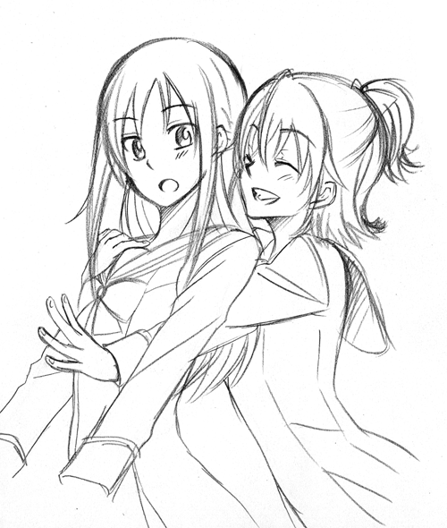 hishikawa rikka and aida mana (precure and 1 more) drawn by morukon