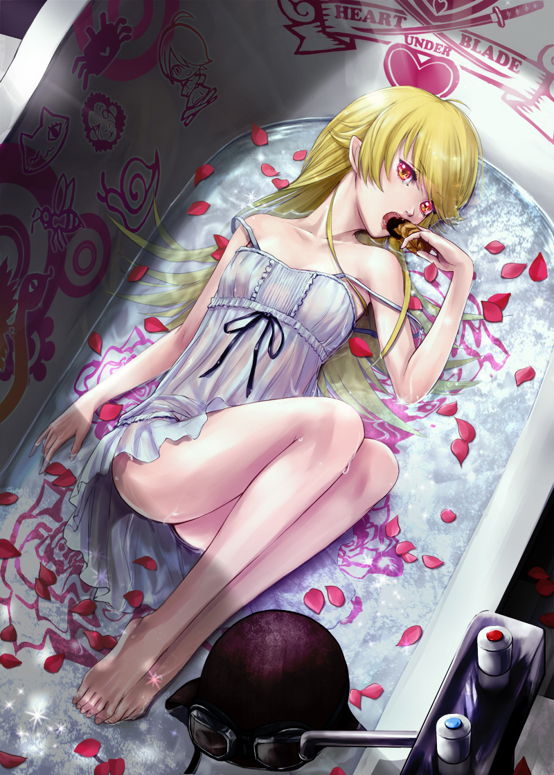 oshino shinobu and araragi koyomi (monogatari and 1 more) drawn by rinzou_(dangan)