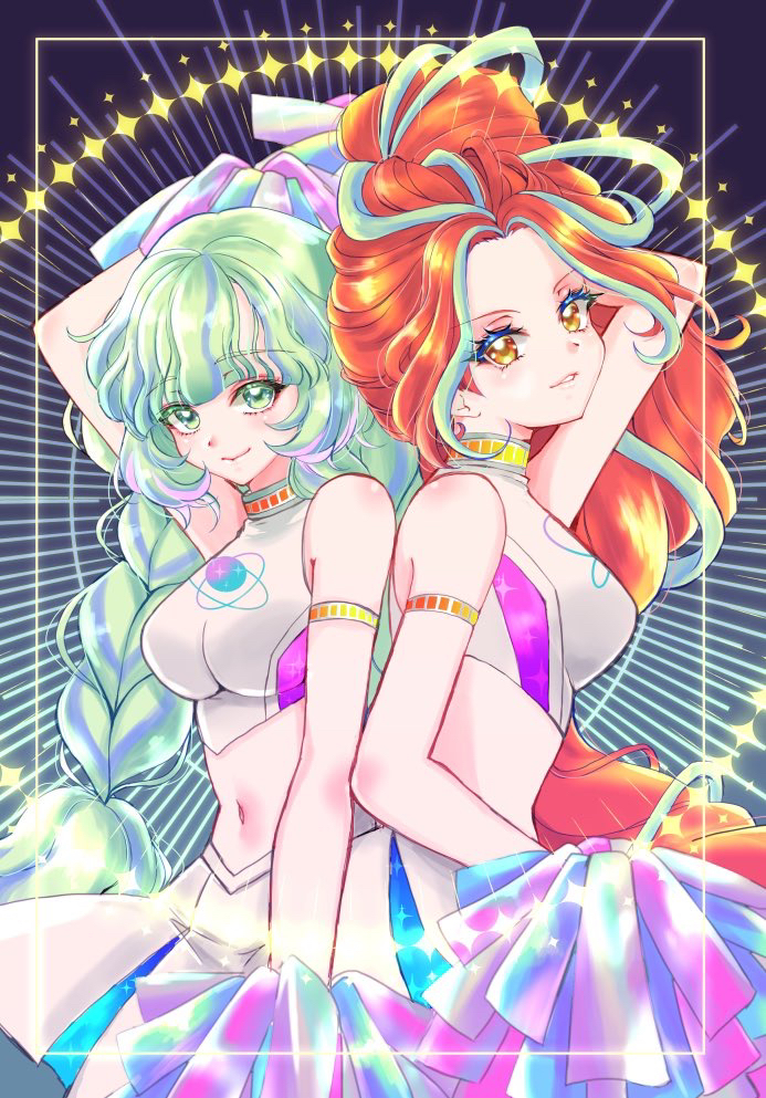 q-pit, tsukishiro ayumi, rose, and hinata meisa (aikatsu! and 1 more) drawn by setsuna_rio