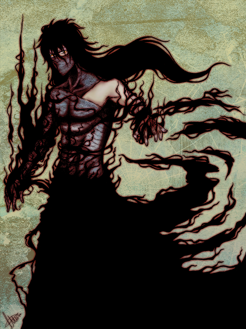 kurosaki ichigo and getsuga (bleach) drawn by shirotenshi-chan