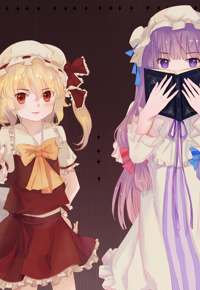 flandre scarlet and patchouli knowledge (touhou) drawn by whisper_(artist)