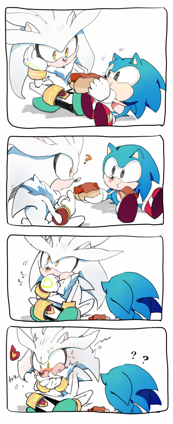 sonic the hedgehog, silver the hedgehog, and classic sonic (sonic and 1 more) drawn by chiro_(pez777)