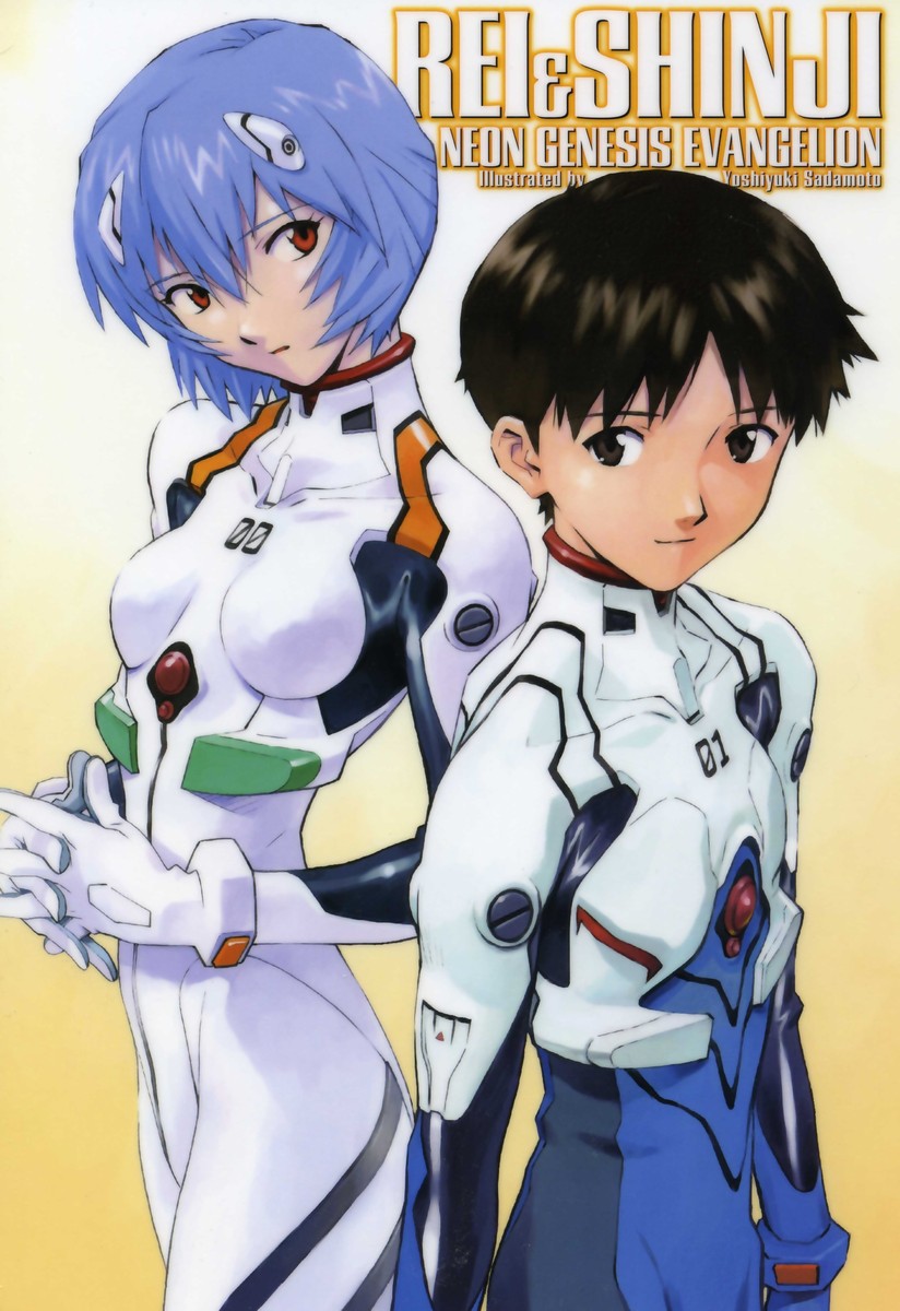 ayanami rei and ikari shinji (neon genesis evangelion) drawn by sadamoto_yoshiyuki