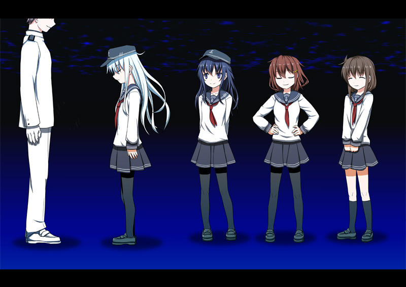 admiral, hibiki, inazuma, ikazuchi, and akatsuki (kantai collection) drawn by sumeragi_seisuke