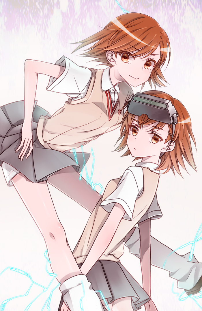 misaka mikoto and misaka imouto (toaru majutsu no index and 1 more) drawn by uken