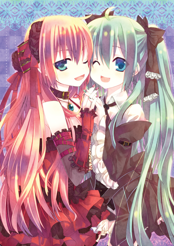 hatsune miku and megurine luka (vocaloid) drawn by tahya
