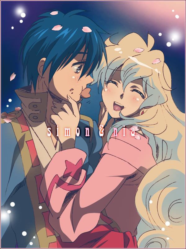 nia teppelin and simon (tengen toppa gurren lagann) drawn by yukimitsuki