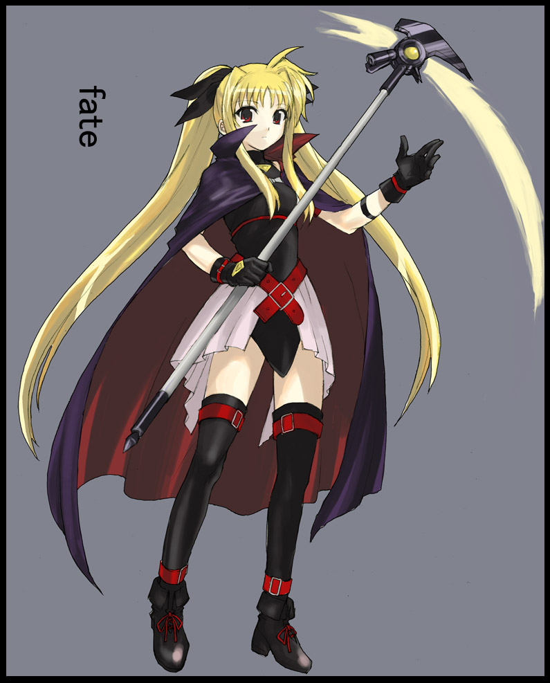 fate testarossa and bardiche (lyrical nanoha and 1 more) drawn by tetsu_(kimuchi)