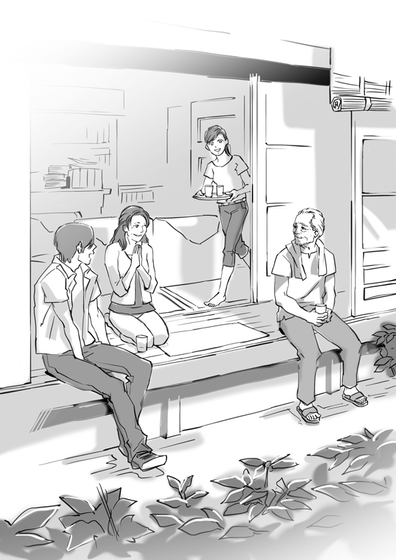 ooishi ken'ichirou, miyabe sayako, saeki kentarou, and saeki keiko (eien no zero) drawn by narayamanta