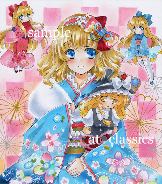 kirisame marisa, alice margatroid, shanghai doll, and hourai doll (touhou) drawn by at_classics