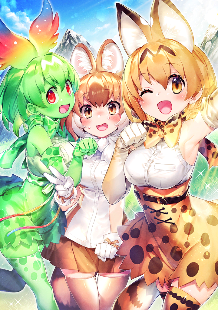 serval, dhole, and cellval (kemono friends and 1 more)