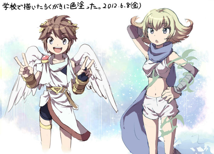 pit and phosphora (kid icarus and 1 more) drawn by azumi_(tks-sd)
