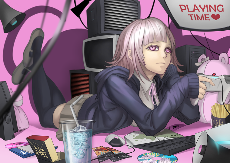 nanami chiaki and monomi (danganronpa and 1 more) drawn by destine_(sallyfish)