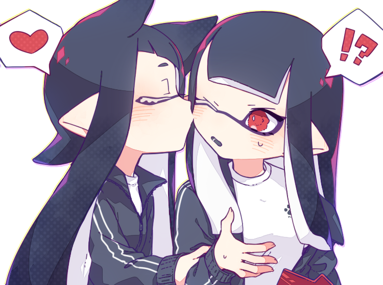 inkling player character and inkling girl (splatoon) drawn by inuowour