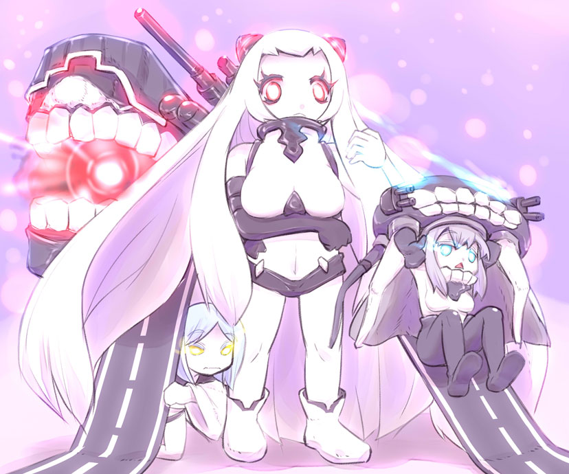 wo-class aircraft carrier, ta-class battleship, and airfield princess (kantai collection) drawn by u-non_(annon'an)