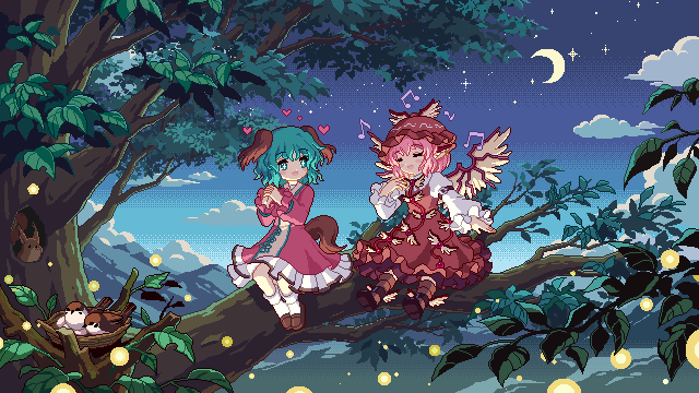 mystia lorelei and kasodani kyouko (touhou and 1 more) drawn by kumio