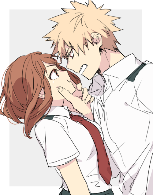 bakugou katsuki and uraraka ochaco (boku no hero academia) drawn by tooru_(jux)