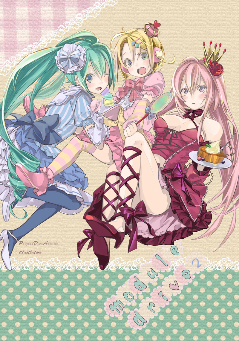 hatsune miku, kagamine rin, and megurine luka (vocaloid and 1 more) drawn by hakui_(kotori1000)