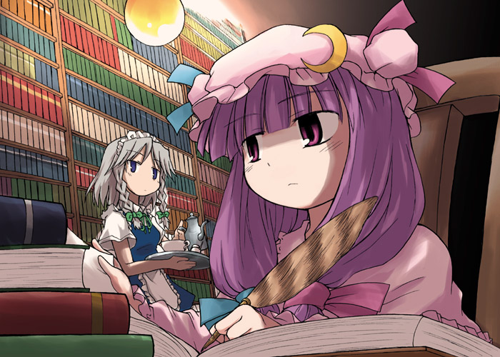 izayoi sakuya and patchouli knowledge (touhou) drawn by mizumoto_tadashi