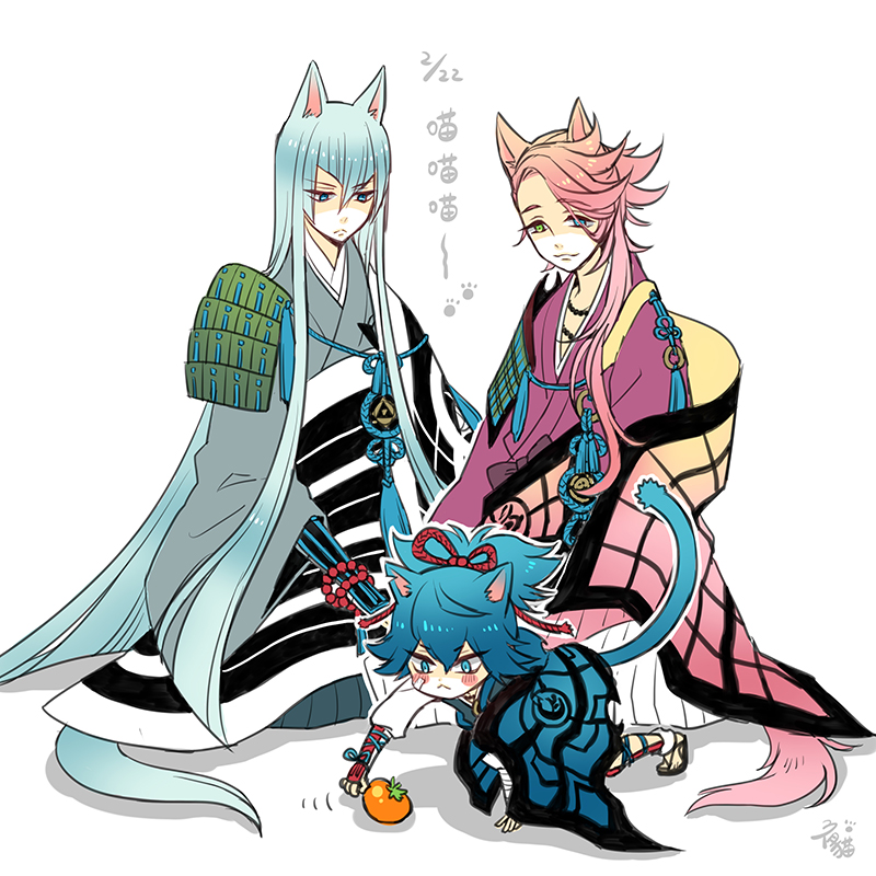 sayo samonji, souza samonji, and kousetsu samonji (touken ranbu) drawn by nightcat