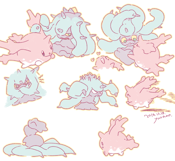 corsola and mareanie (pokemon) drawn by yurano_(upao)