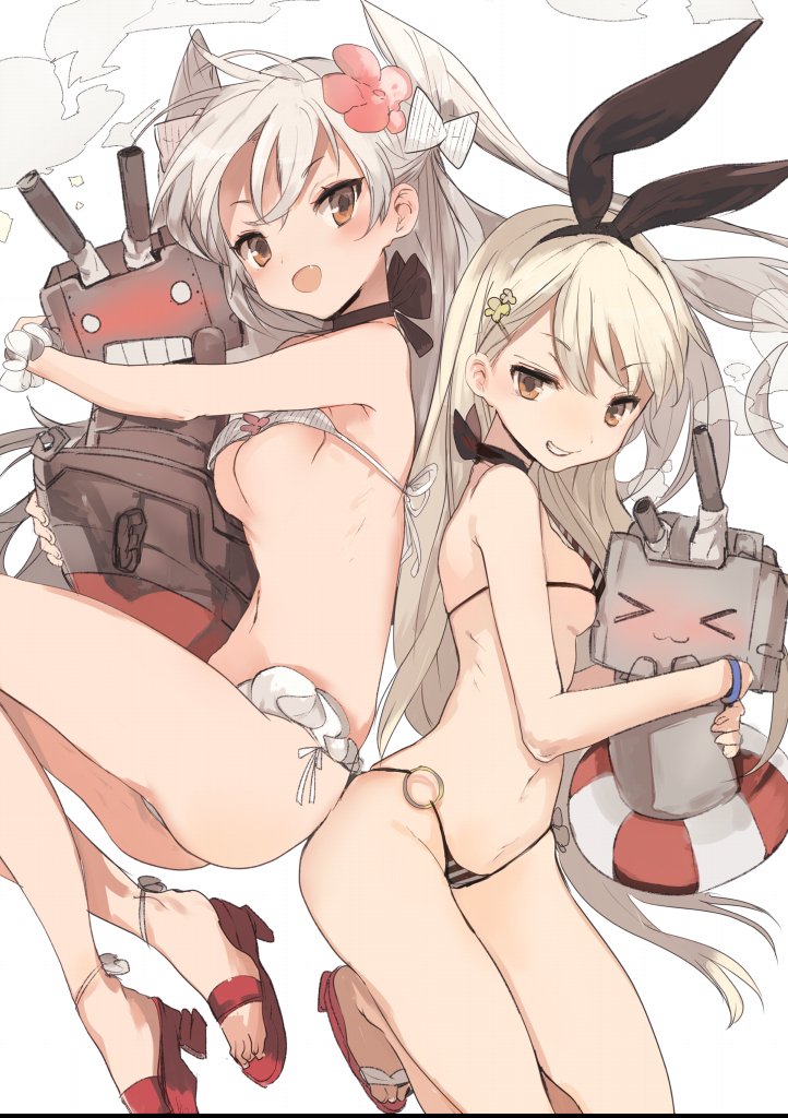 shimakaze, amatsukaze, rensouhou-chan, and rensouhou-kun (kantai collection) drawn by agu