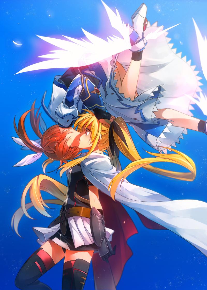 fate testarossa and takamachi nanoha (lyrical nanoha and 3 more) drawn by aki_(neyuki41028)
