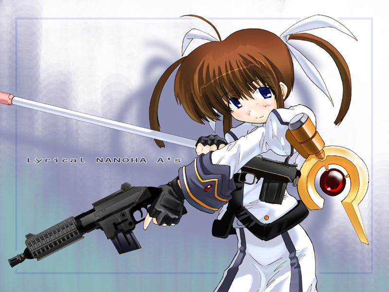 takamachi nanoha and raising heart (lyrical nanoha and 2 more) drawn by excel_(gewalt)