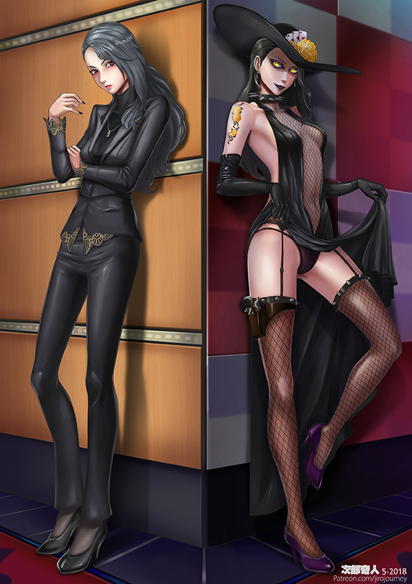 niijima sae and shadow sae (persona and 1 more) drawn by jiro-knightraider