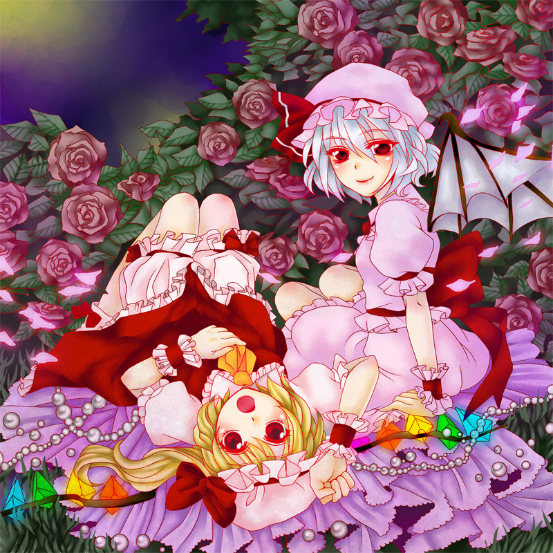 remilia scarlet and flandre scarlet (touhou) drawn by xiaojie