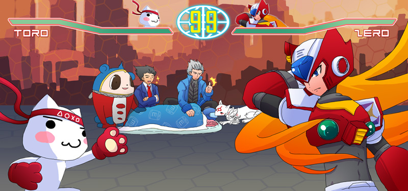 zero, x, kuma, phoenix wright, vergil, and 2 more (persona and 8 more) drawn by okomelove
