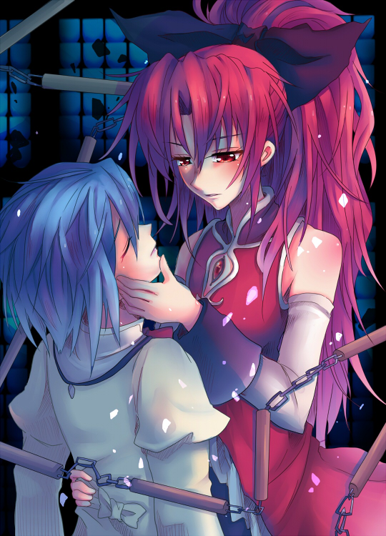 miki sayaka and sakura kyoko (mahou shoujo madoka magica) drawn by yude