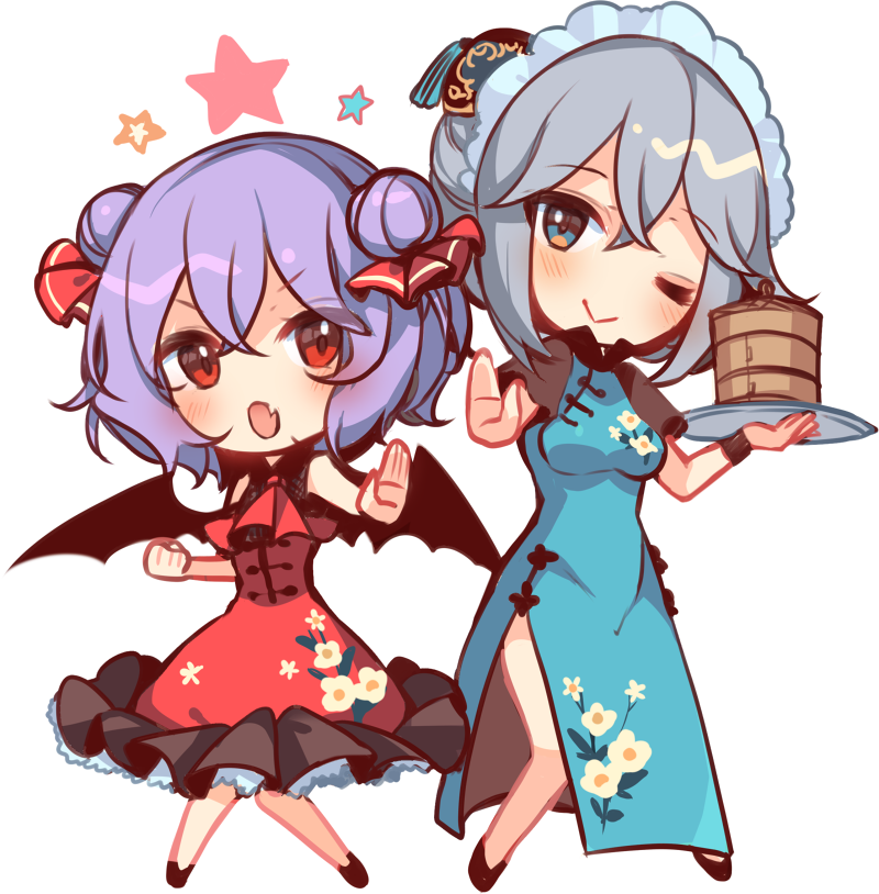 remilia scarlet and izayoi sakuya (touhou) drawn by kirero
