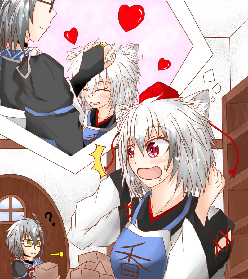 inubashiri momiji and morichika rinnosuke (touhou) drawn by rinnku