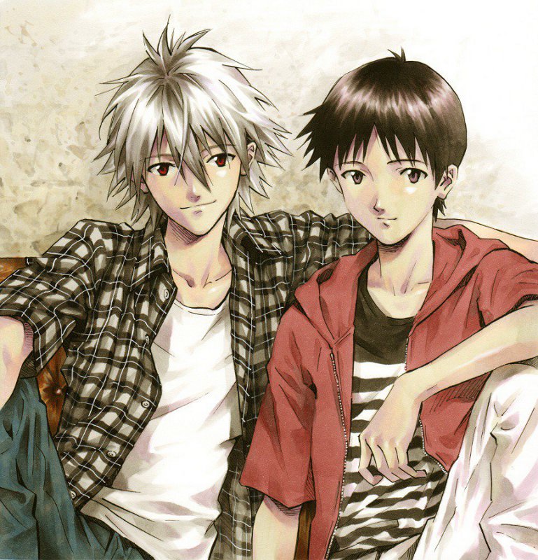 ikari shinji and nagisa kaworu (neon genesis evangelion) drawn by mc_(k0111s)