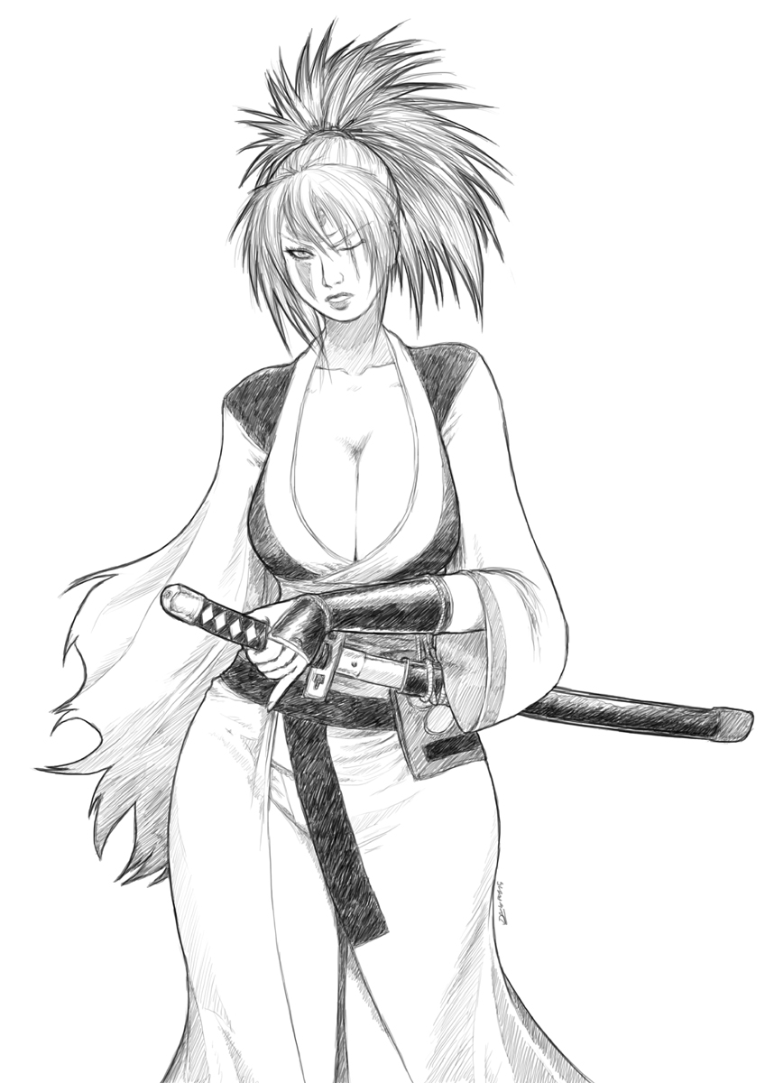 baiken (guilty gear and 1 more) drawn by drawfag