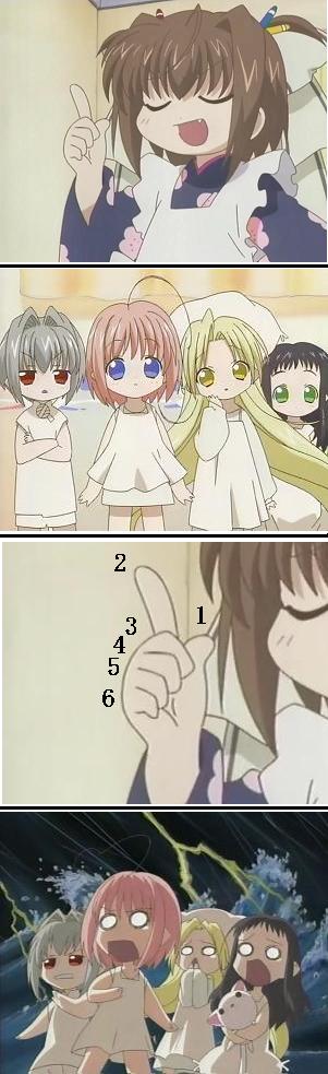 kururu, sarara, hororo, chiriri, oboro, and 1 more (binzume yousei)