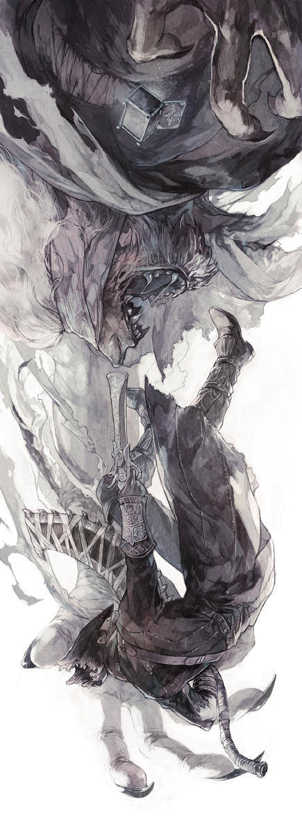 hunter and father gascoigne (bloodborne) drawn by yoshioka_(haco)