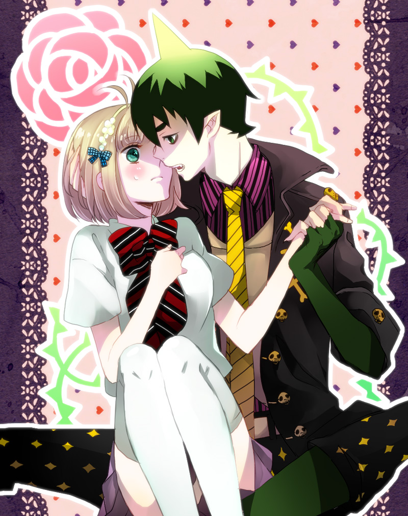 moriyama shiemi and amaimon (ao no exorcist) drawn by suzushiro